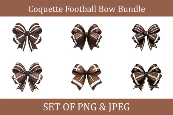 Coquette Brown Football Bow Set Graphics for Crafts