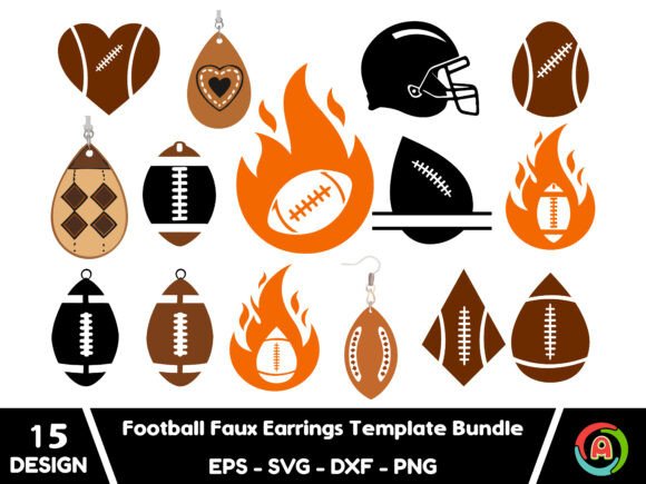 Football Earrings Template SVG: Graphics for Crafts & Content