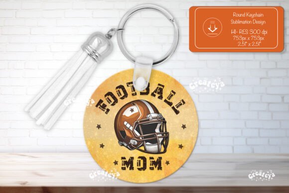 Football Mom Round Keychain Graphics for Crafts